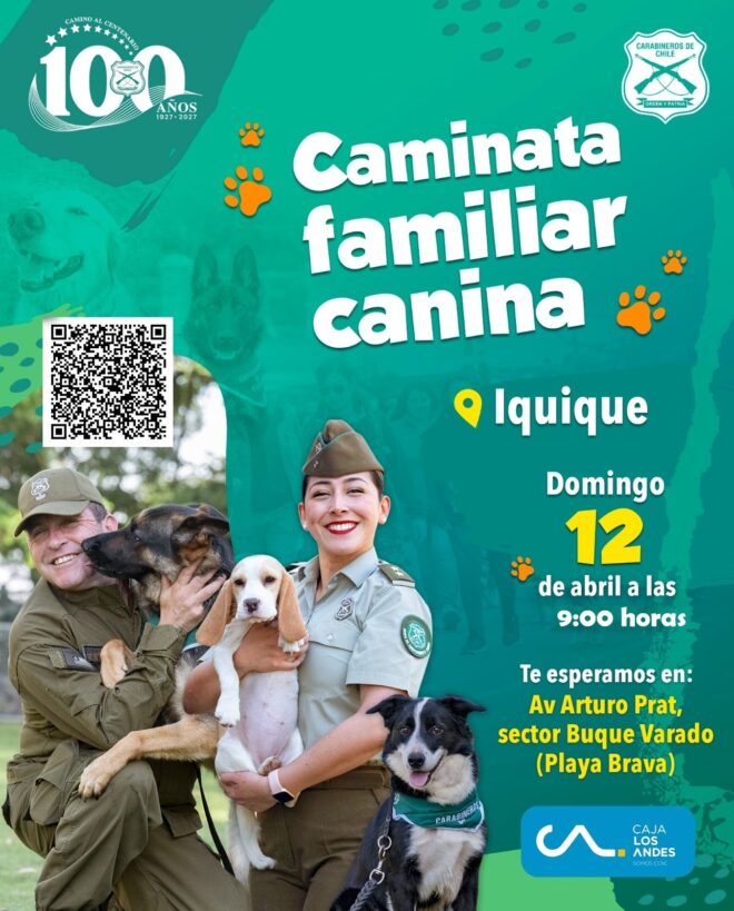 Carabineros invita a caminata canina en Playa Brava