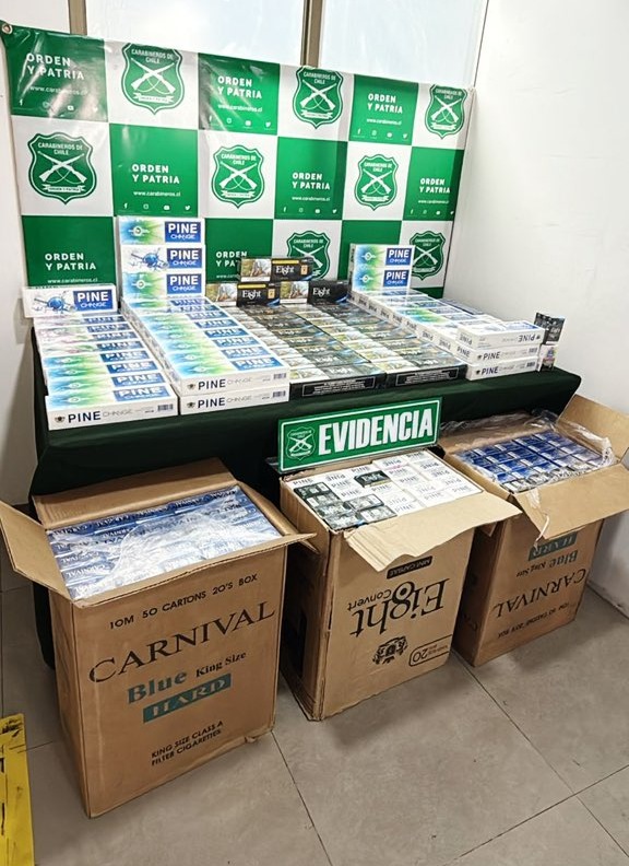 Incautan más de 2 mil cajetillas de cigarrillos de contrabando en Alto Hospicio